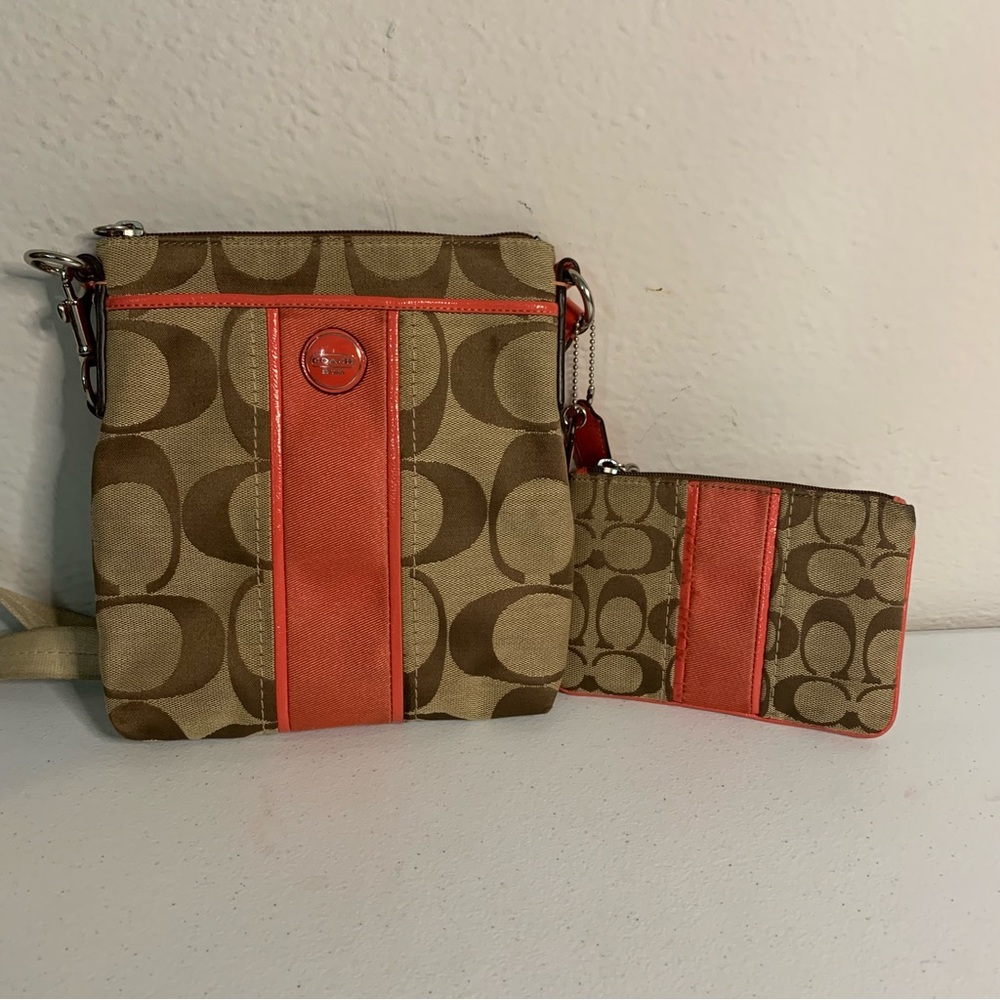 Coach Legacy Signature Swingpack Crossbody Bag And Wristlet